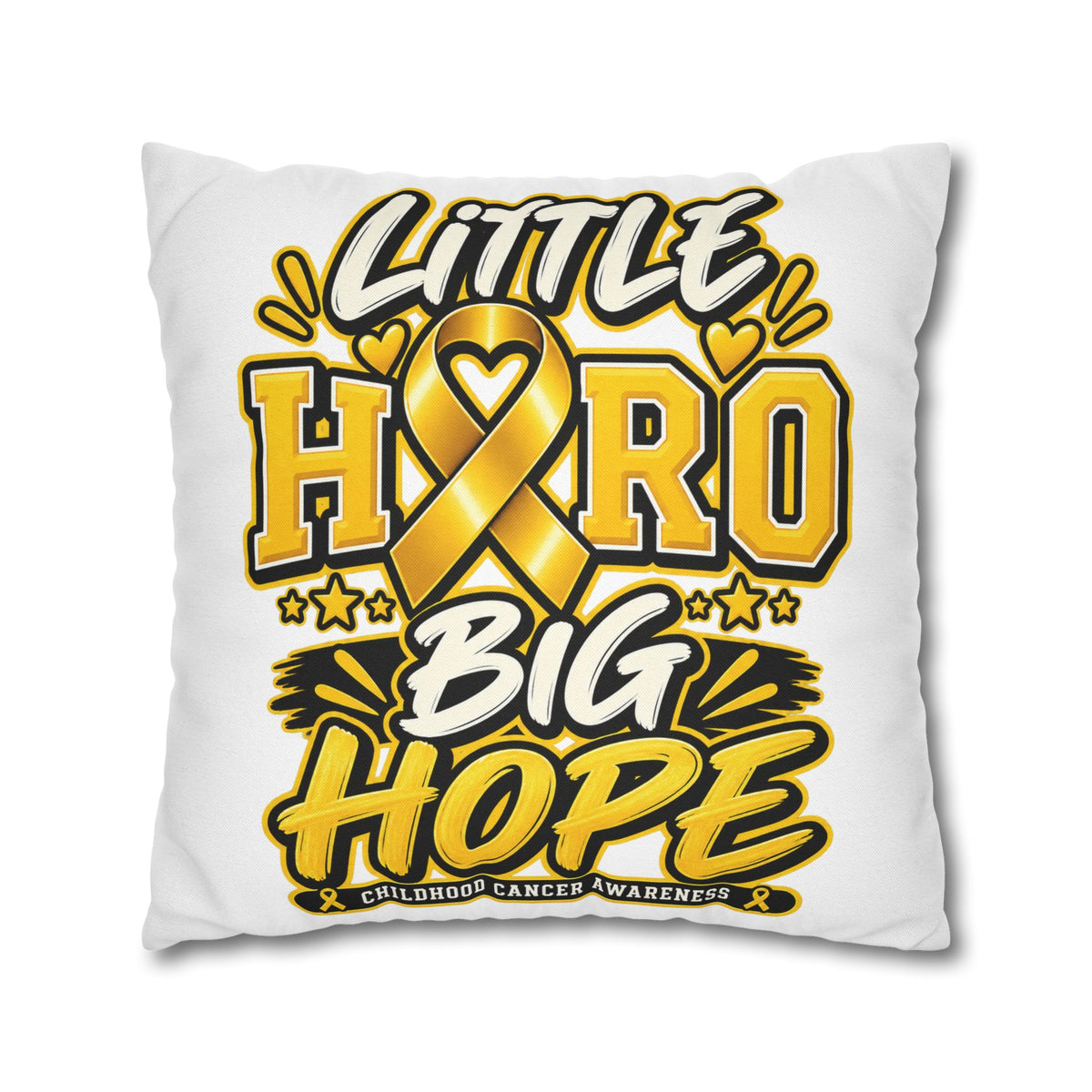 Pillowcase — "Little Hero Big Hope" Childhood Cancer Awareness Cushion Cover