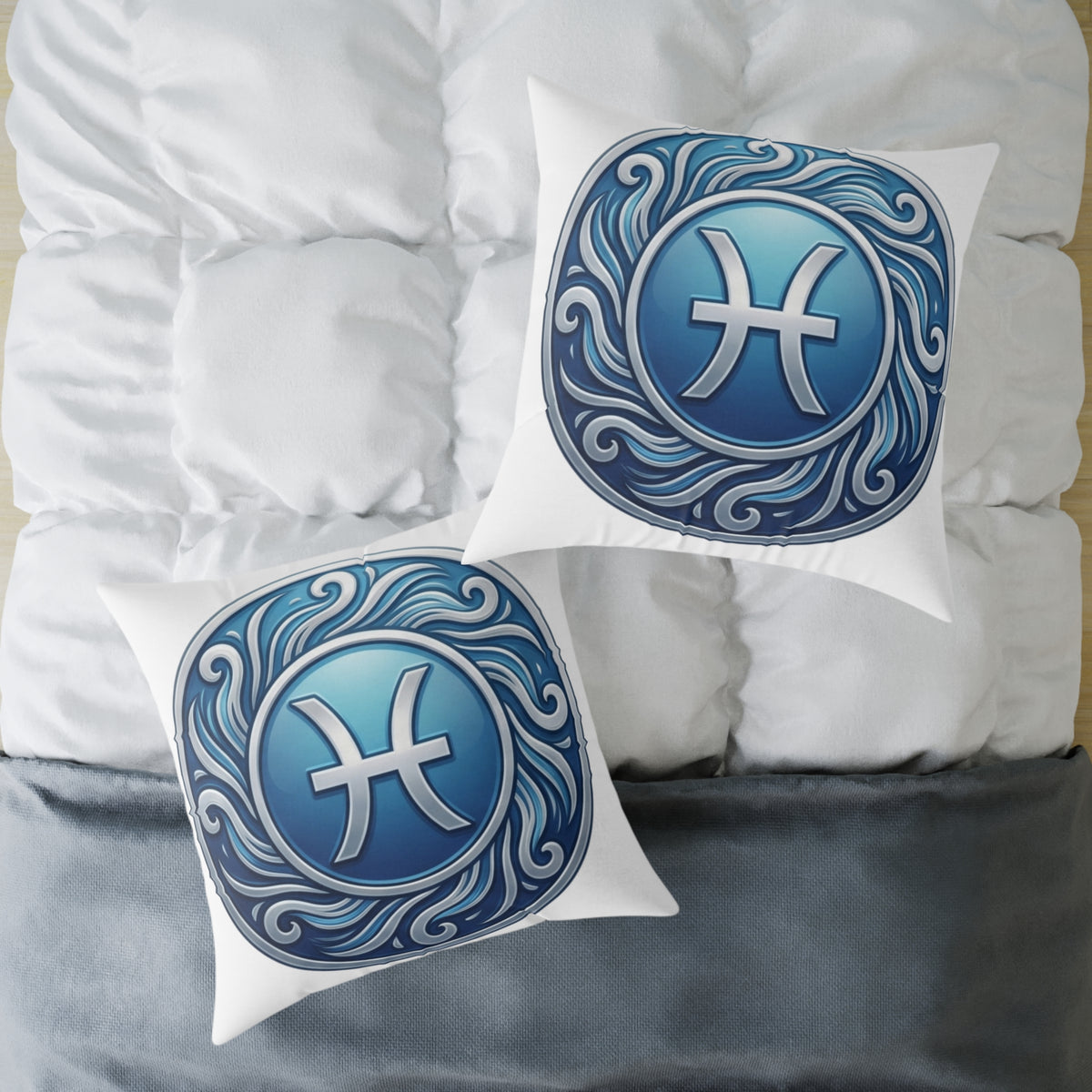 Pisces Zodiac Astrological Square Poly Canvas Pillow