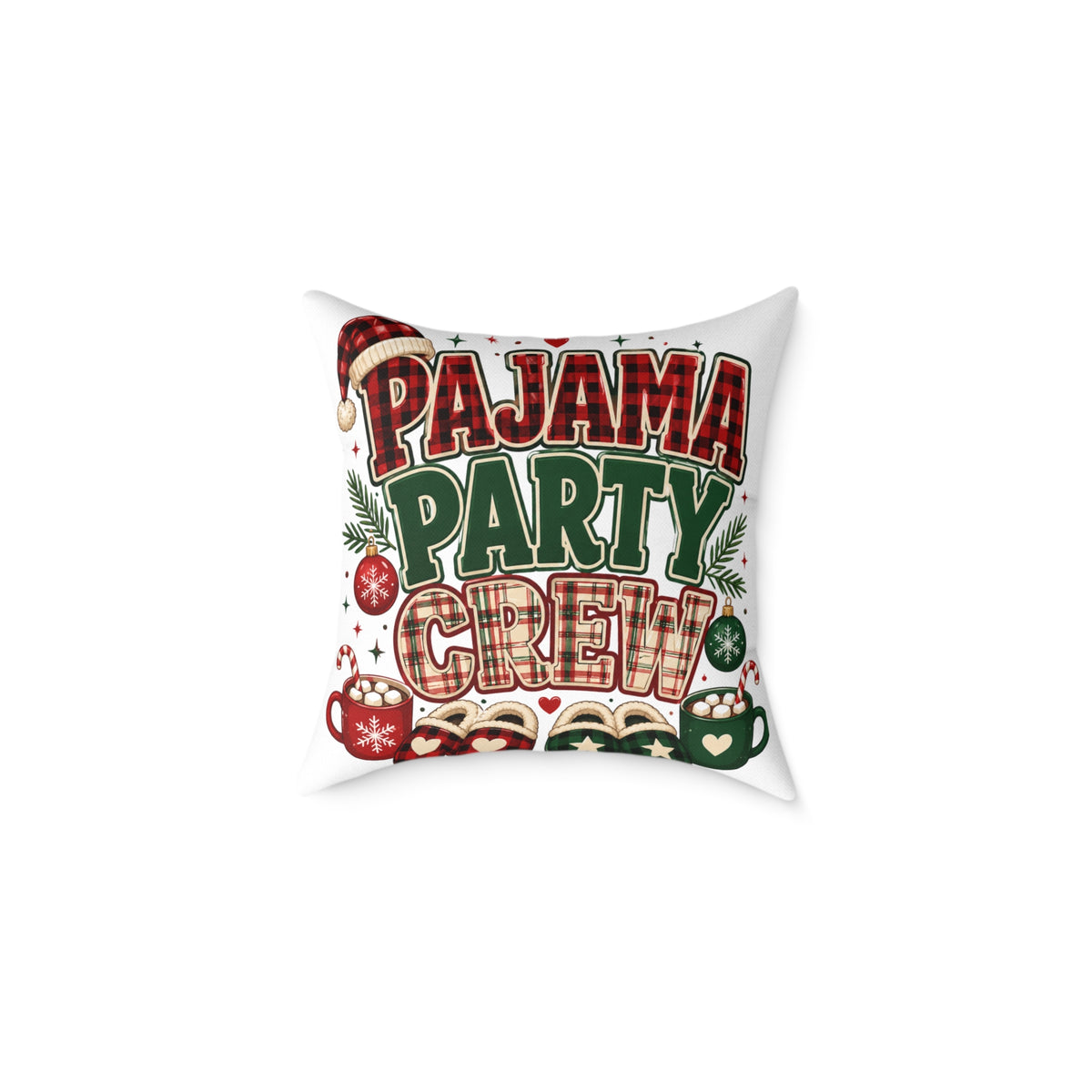 Christmas Pillow — Pajama Party Crew Holiday Decorative Throw Pillow