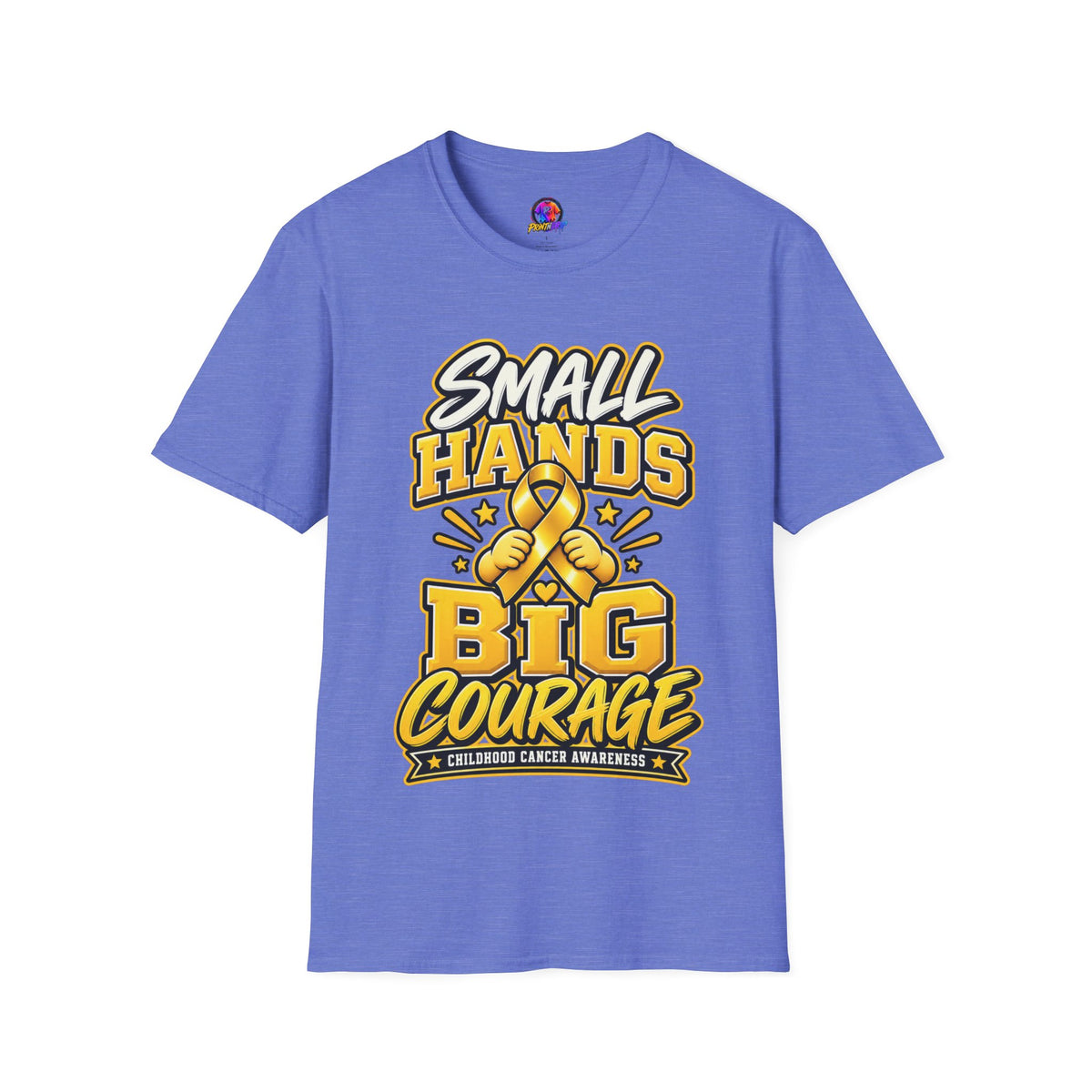 Children's Cancer Awareness T-Shirt — "Small Hands Big Courage" Yellow Ribbon