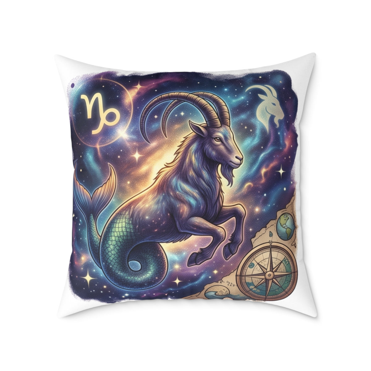 Capricorn Zodiac Pillow – Mystical Sea-Goat Constellation Decorative Throw Pillow