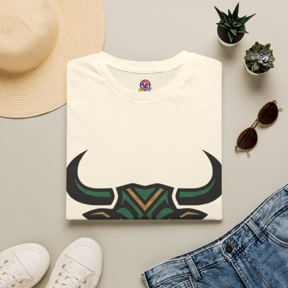 Taurus Bull Head T-Shirt — Geometric Tribal Bull Graphic Tee