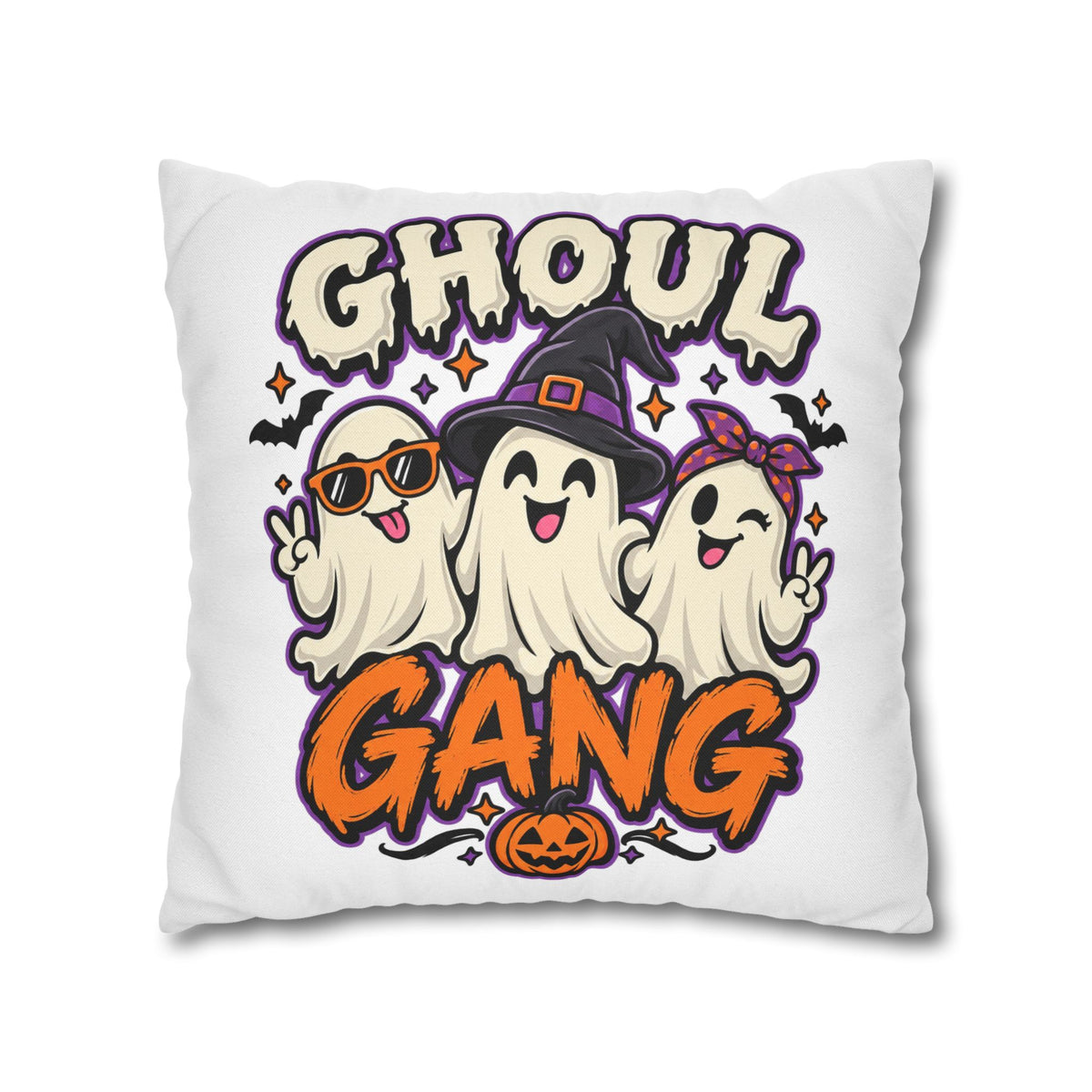 Ghoul Gang Halloween Throw Pillowcase — Cute Ghosts Decorative Pillow Cover