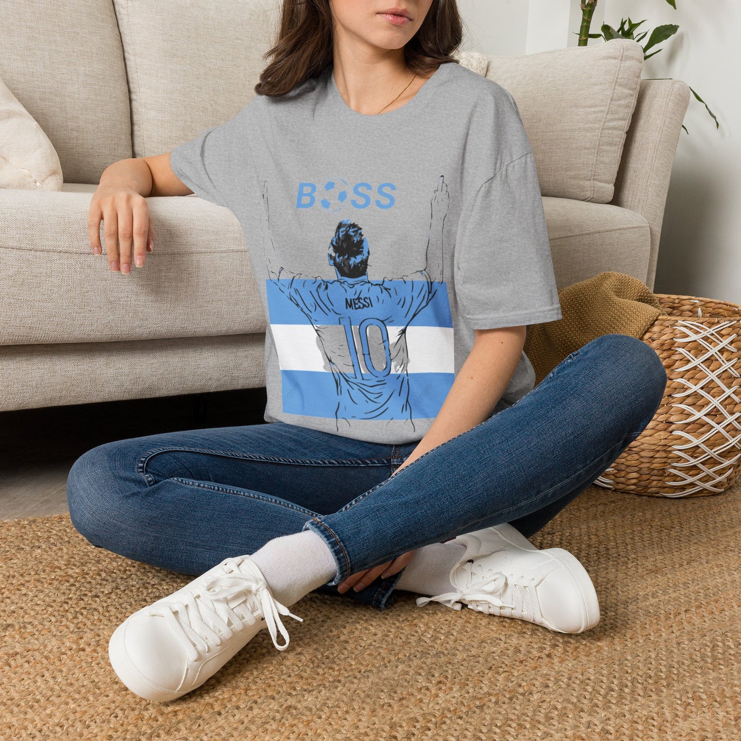 Soccer Boss T‑Shirt — 'BOSS' Striped Football Player Graphic Tee