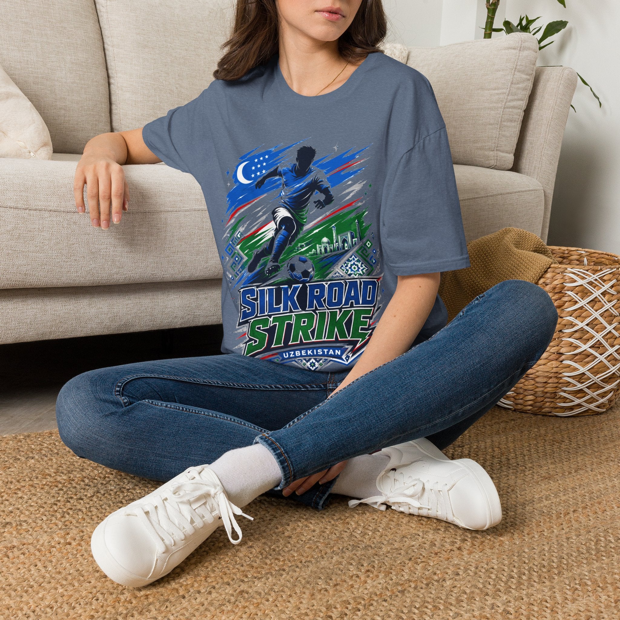 Silk Road Strike Soccer T-Shirt — Uzbekistan Football Graphic Tee