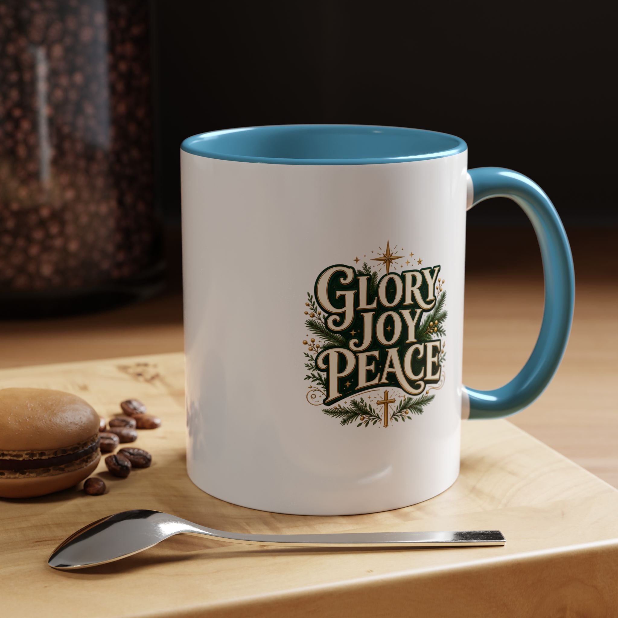Glory Joy Peace Christmas Coffee Mug - Holiday Scripture Accent Mug