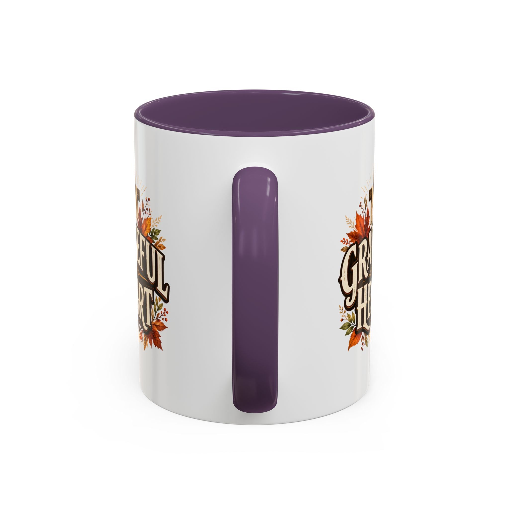 Thanksgiving Mug Grateful Heart Accent Coffee Mug – Autumn Leaves & Cross Spiritual Thanksgiving Gift