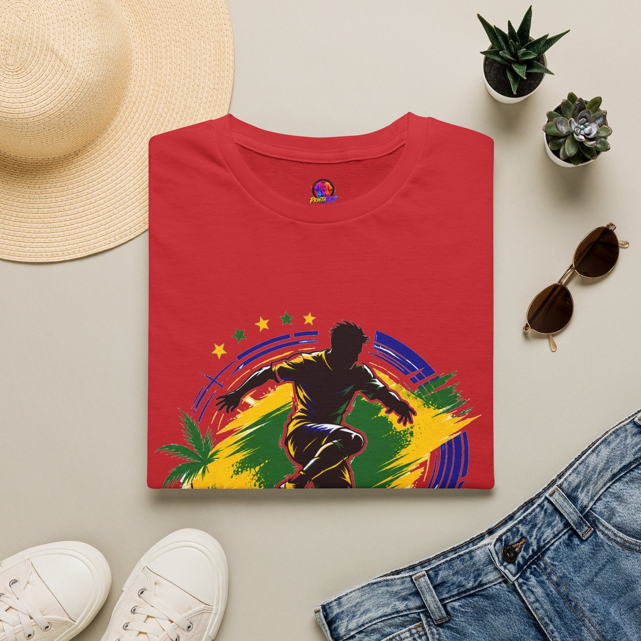 Brazil  Samba Strike Soccer T-Shirt — Brazilian Football Player Graphic Tee