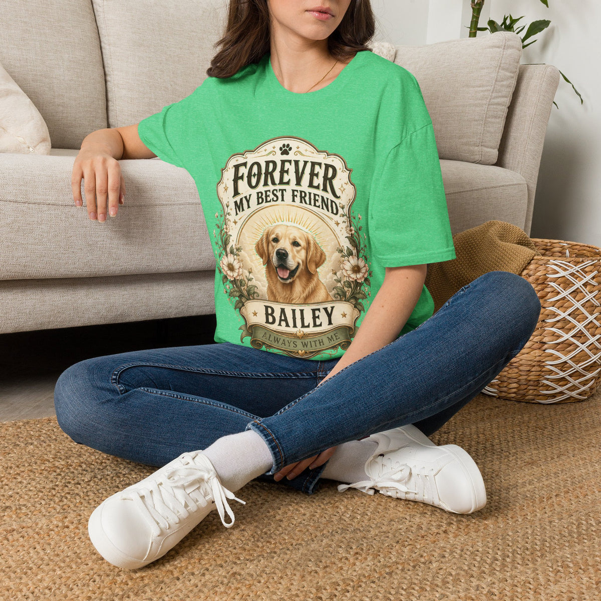 Dog Memorial T-Shirt — "Forever My Best Friend" Personalized Pet Tribute Tee
