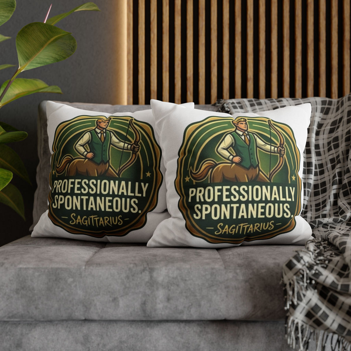 Sagittarius Pillowcase — "Professionally Spontaneous" Zodiac Decor