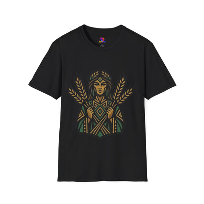 Harvest Goddess T-Shirt — Wheat Spirit Floral Pagan Shirt
