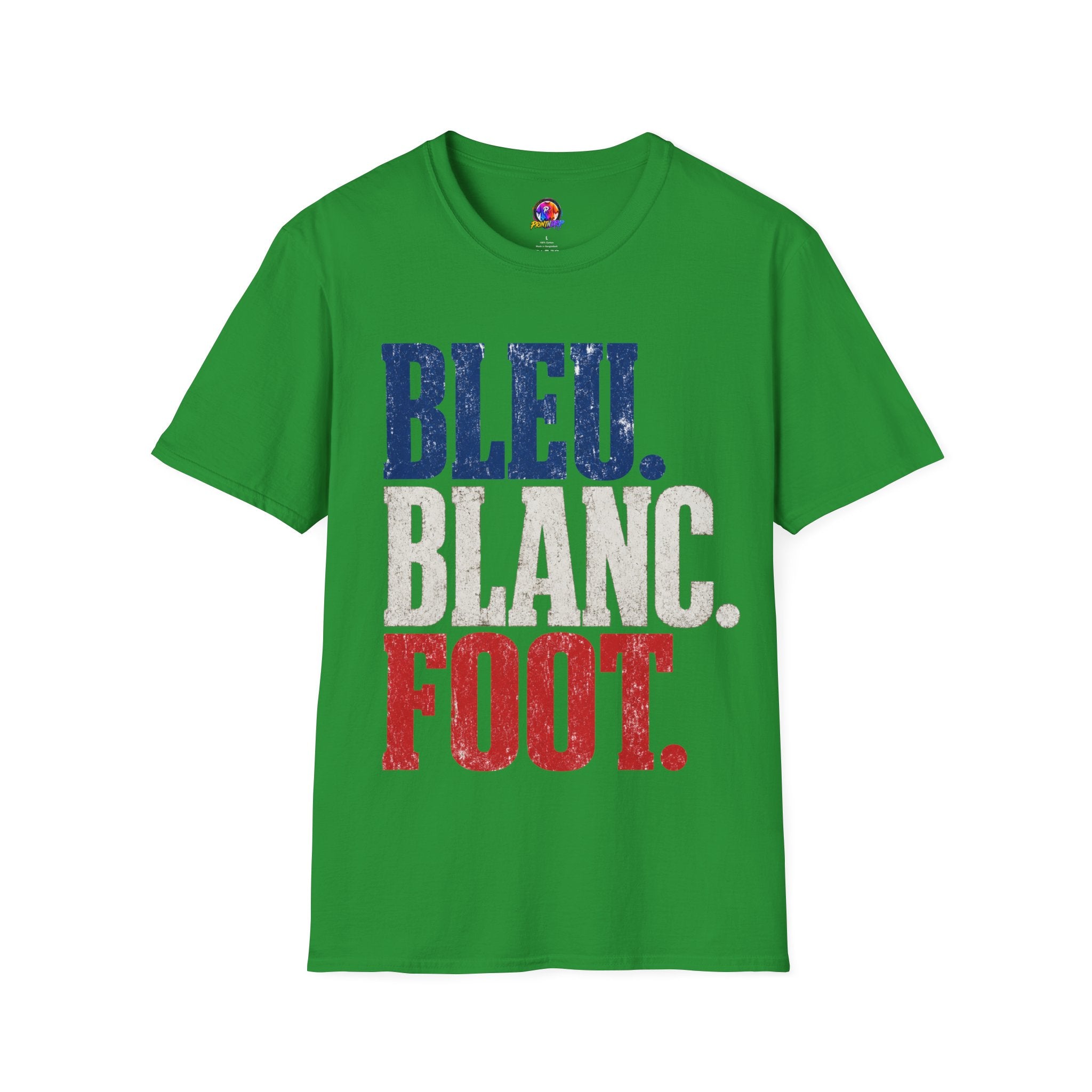 France T-Shirt — Bleu Blanc Foot Vintage French Flag Soccer Graphic Tee