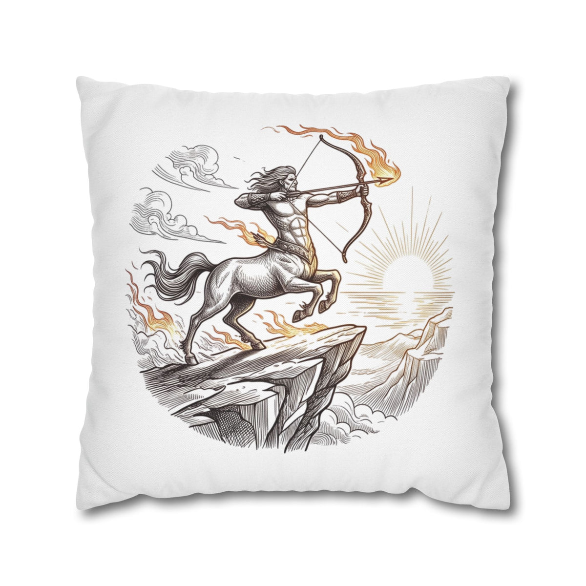Sagittarius Centaur Archery Throw Pillow - Zodiac Mythology Decorative Pillowcase