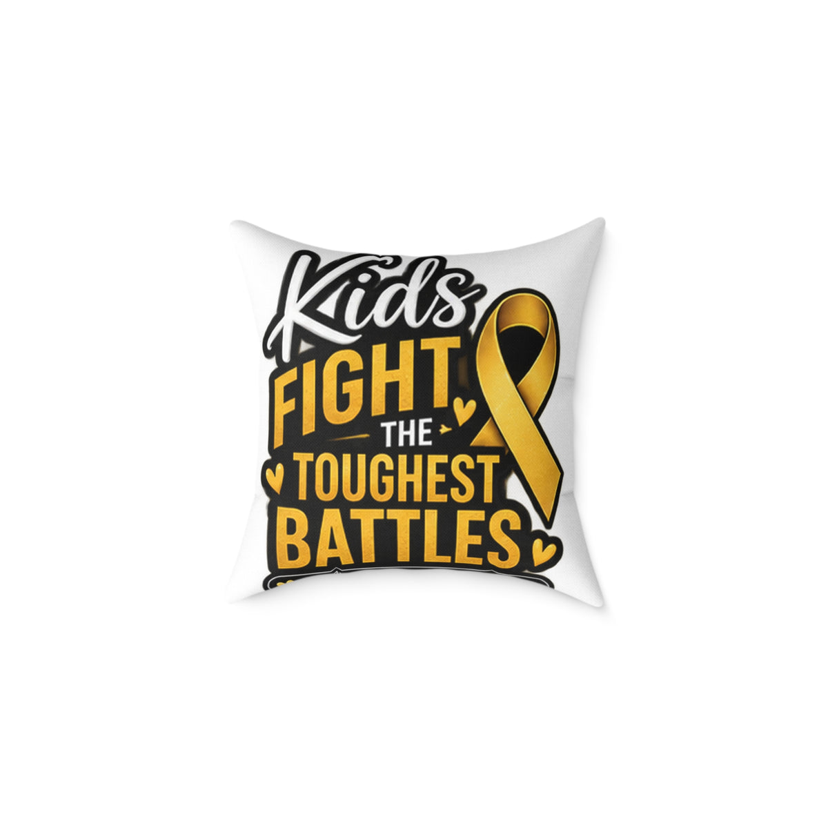 Childhood Cancer Kids Fight the Toughest Battles Gold Ribbon Pillow