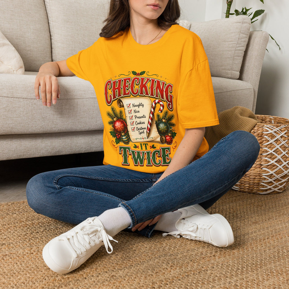 Checking It Twice Christmas T-Shirt — Naughty or Nice Holiday Tee