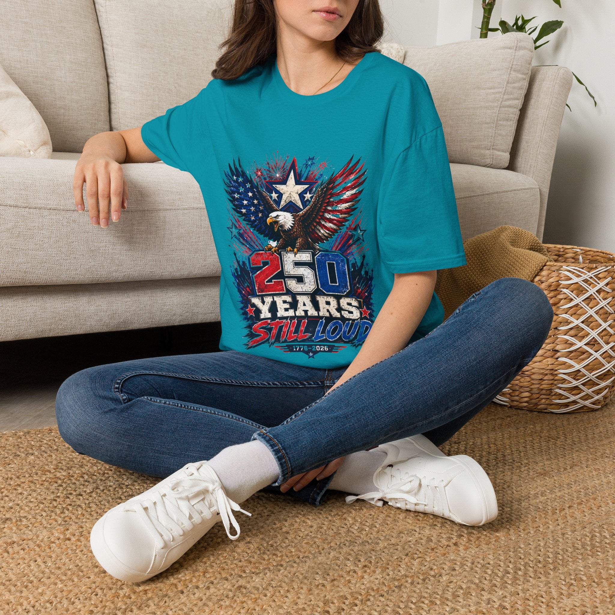 T-Shirt — Patriotic Eagle "250 Years Still Loud" American Flag Tee
