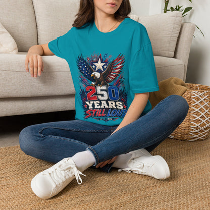 T-Shirt — Patriotic Eagle "250 Years Still Loud" American Flag Tee