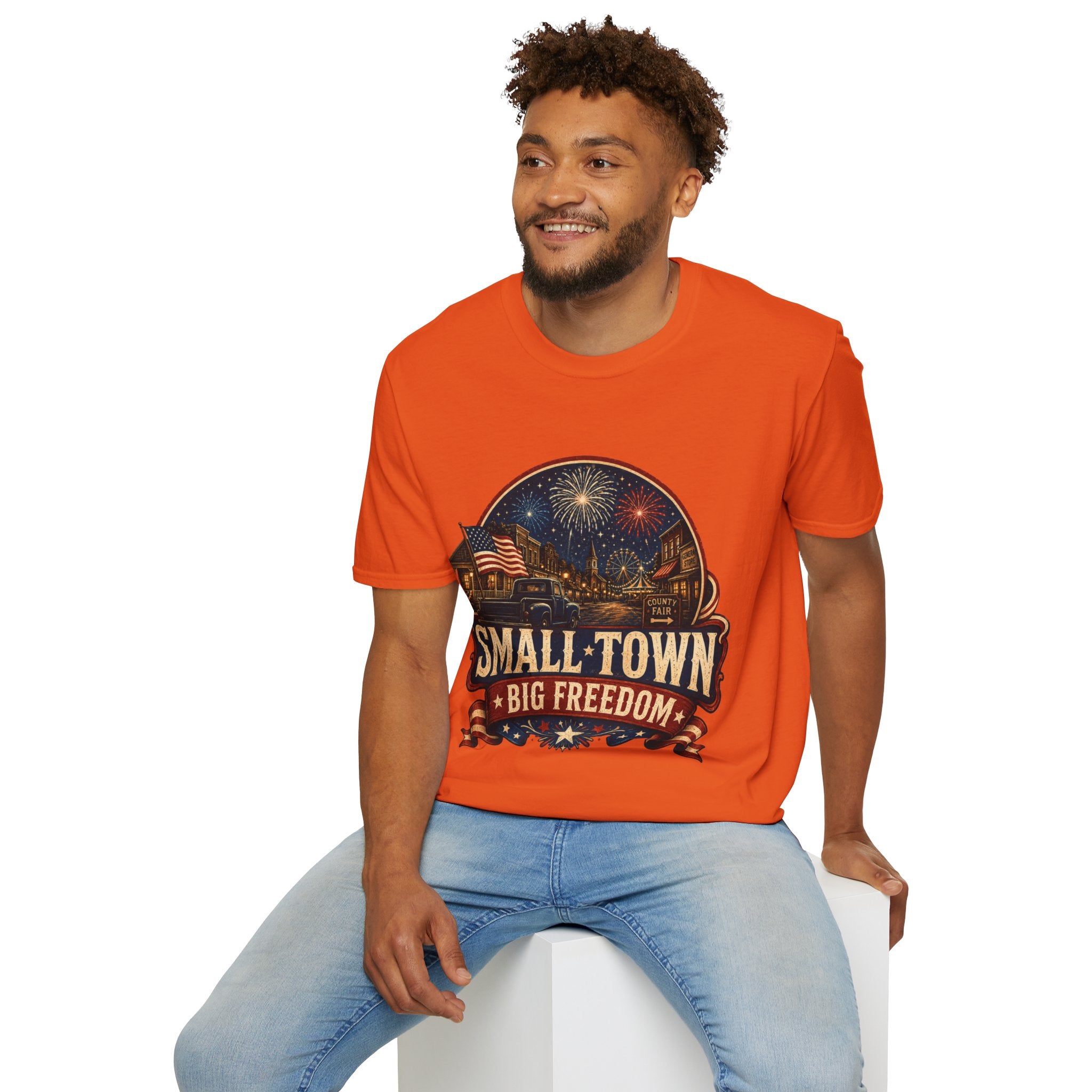 Small Town Big Freedom T-Shirt — Patriotic 4th of July Fireworks Tee