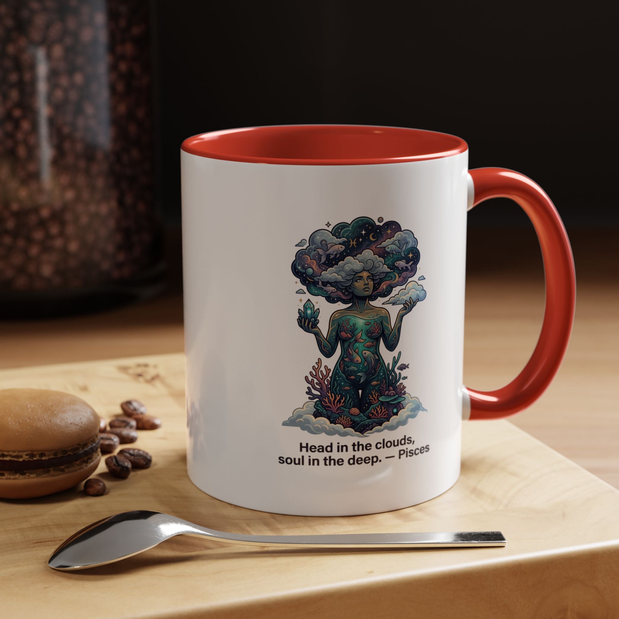 Pisces Coffee Mug — "Head in the clouds, soul in the deep" Accent Mug