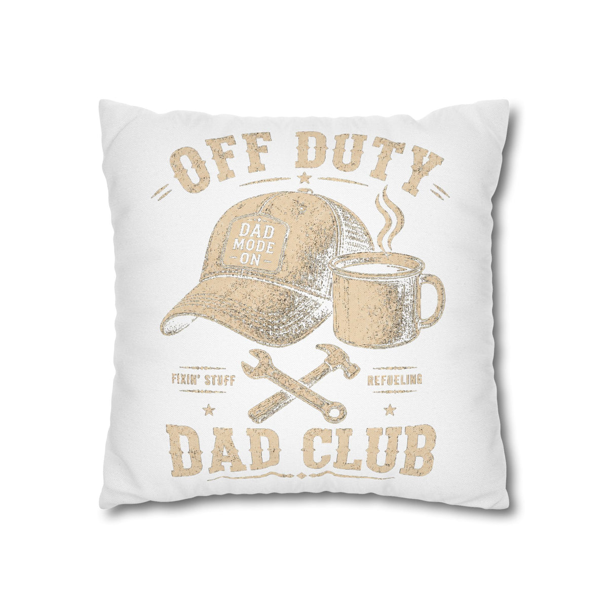 Off Duty Dad Club Throw Pillowcase – Coffee & Tools Accent Pillow Cover Milo Bailey Dog Dad Mom