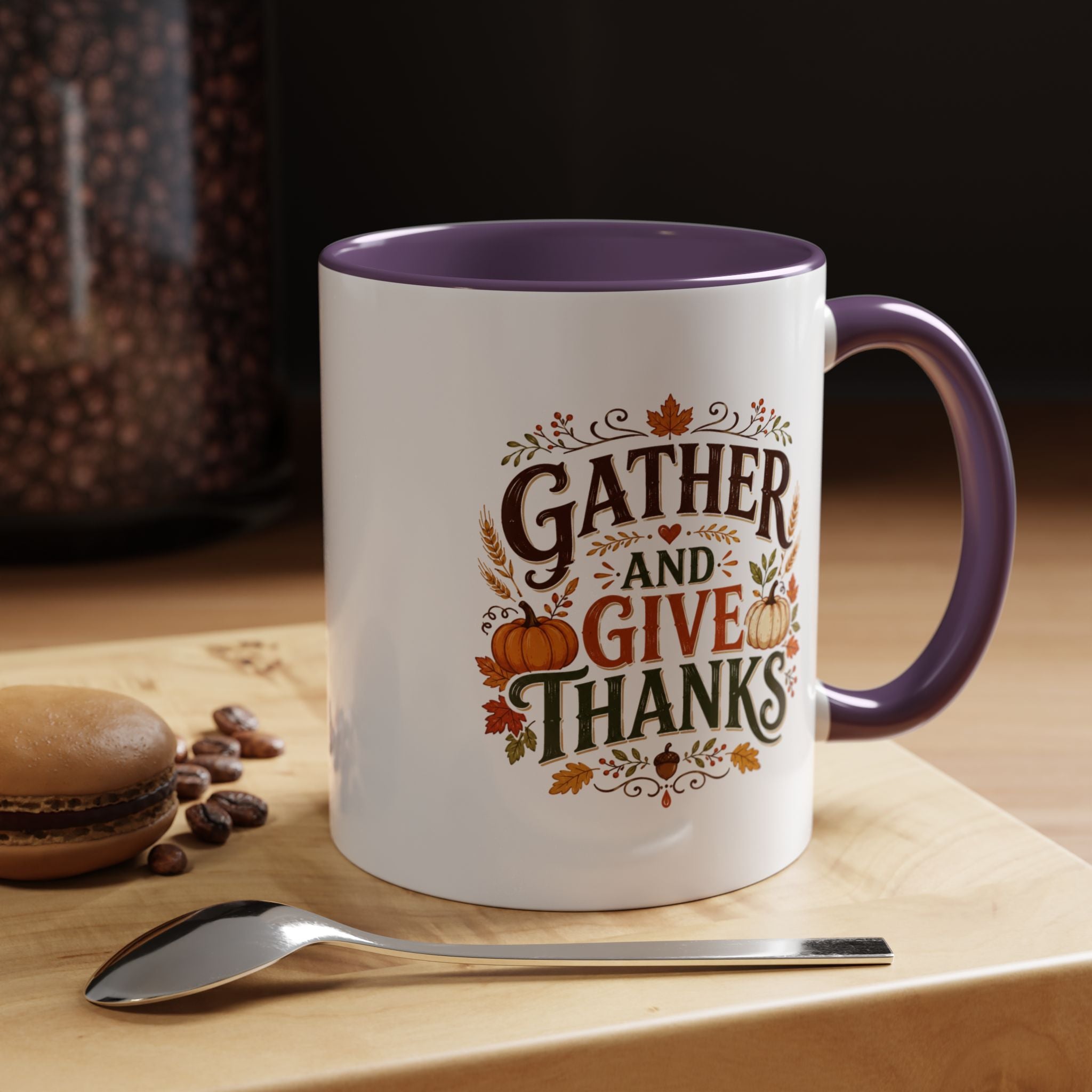 Thanksgiving Mug Gather and Give Thanks Coffee Mug — Thanksgiving Accent Mug