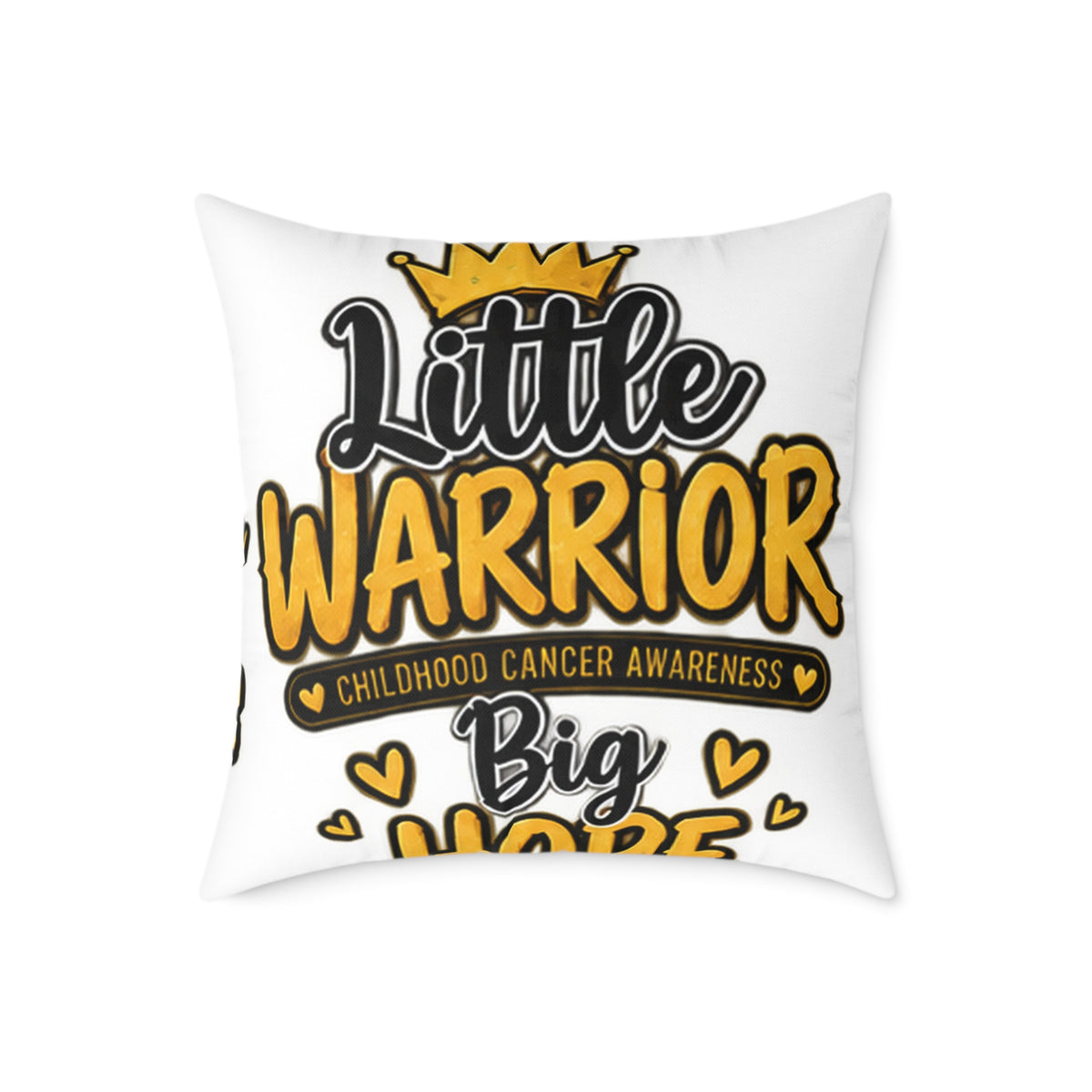 Little Warrior Childhood Cancer Awareness Pillow — Square Poly Canvas Throw Pillow