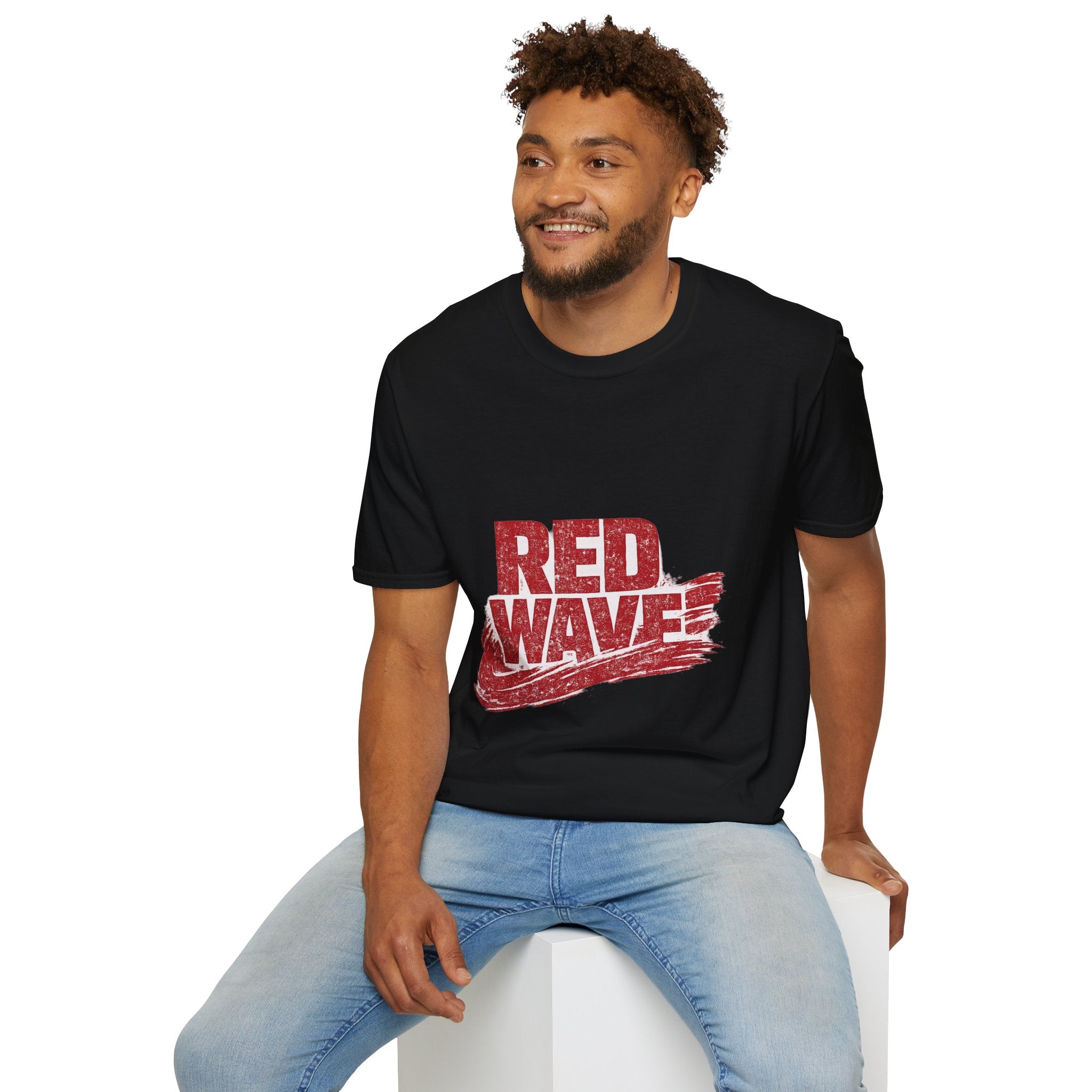 South Korea Red Wave Graphic T‑Shirt — Vintage Distressed Logo Tee