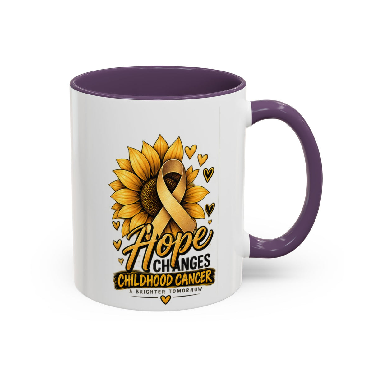 Hope Changes Childhood Cancer Mug – Gold Ribbon Sunflower Accent Coffee Cup (11/15oz)