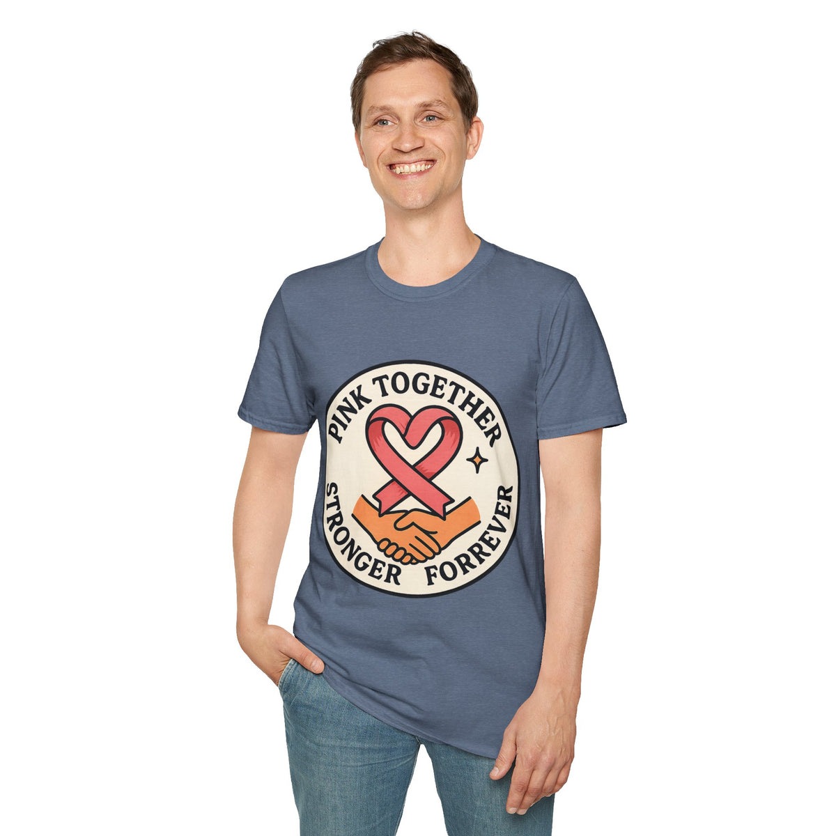 Pink Together Stronger Forever Shield Badge T-Shirt, Breast Cancer Heart Ribbon Tee - Trending Now - September 2026