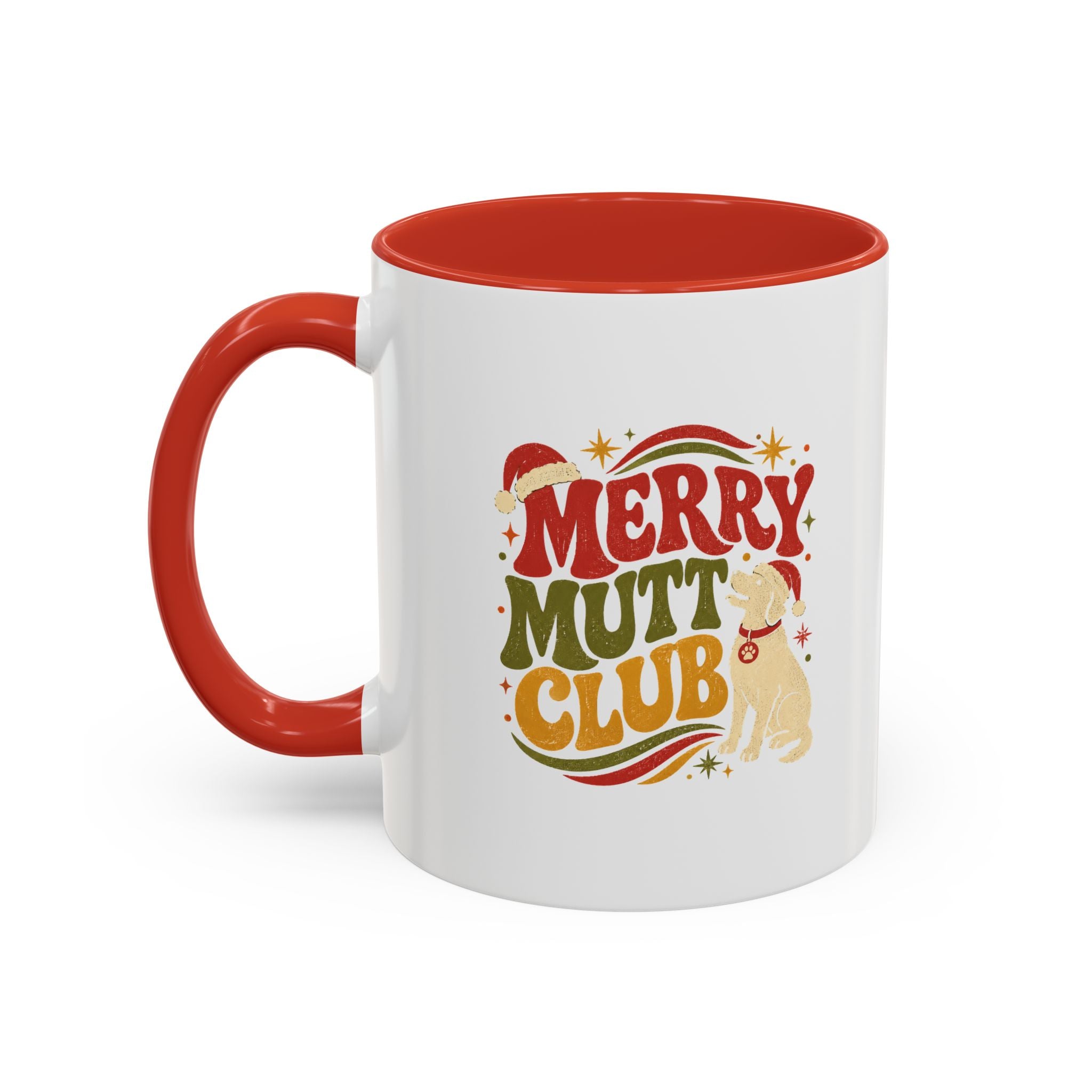 Modern Day Christmas Merry Mutt Club Accent Coffee Mug — Festive Dog Lover Holiday Gift