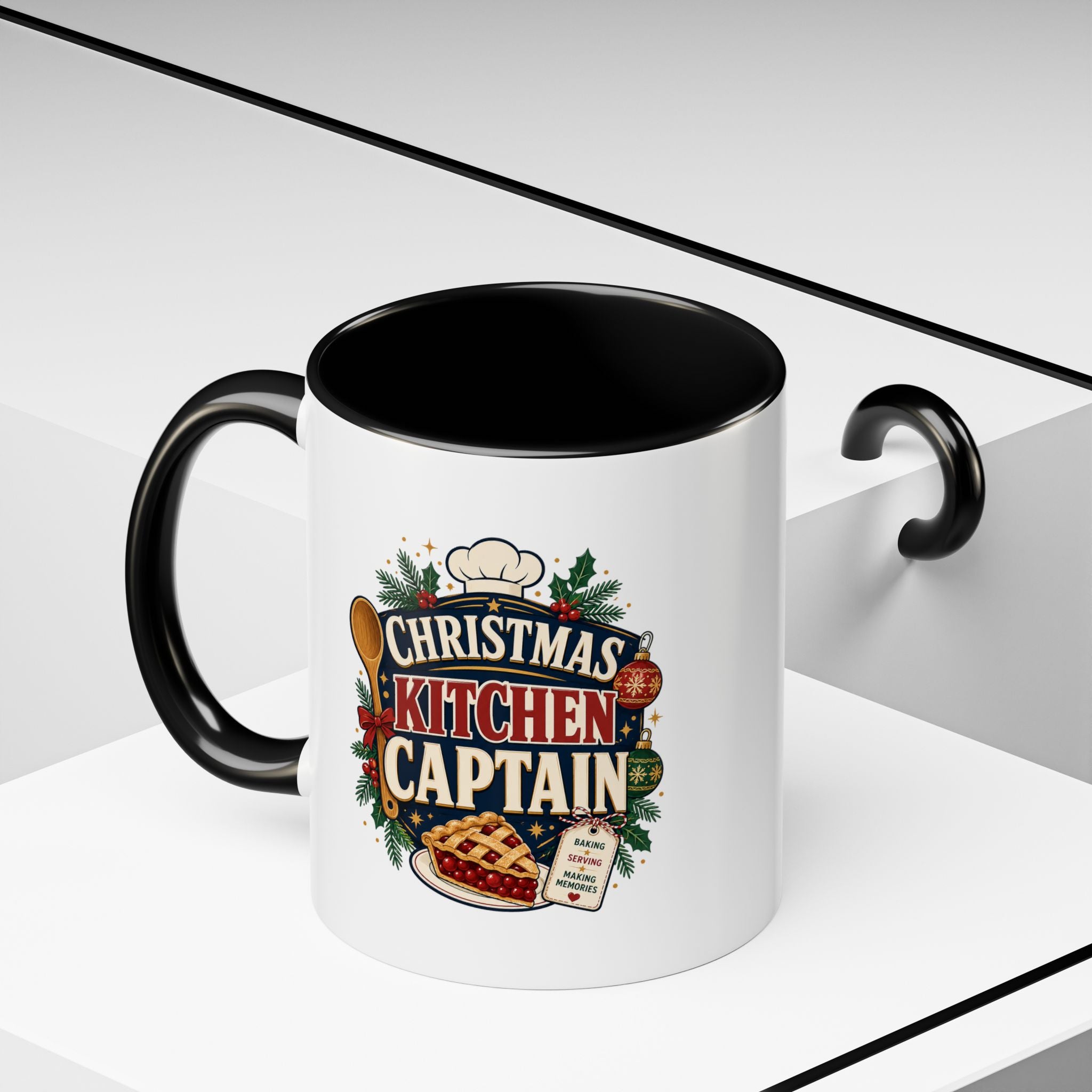 Modern Day Christmas Kitchen Captain Accent Coffee Mug — Holiday Baking Chef Gift (11/15oz)