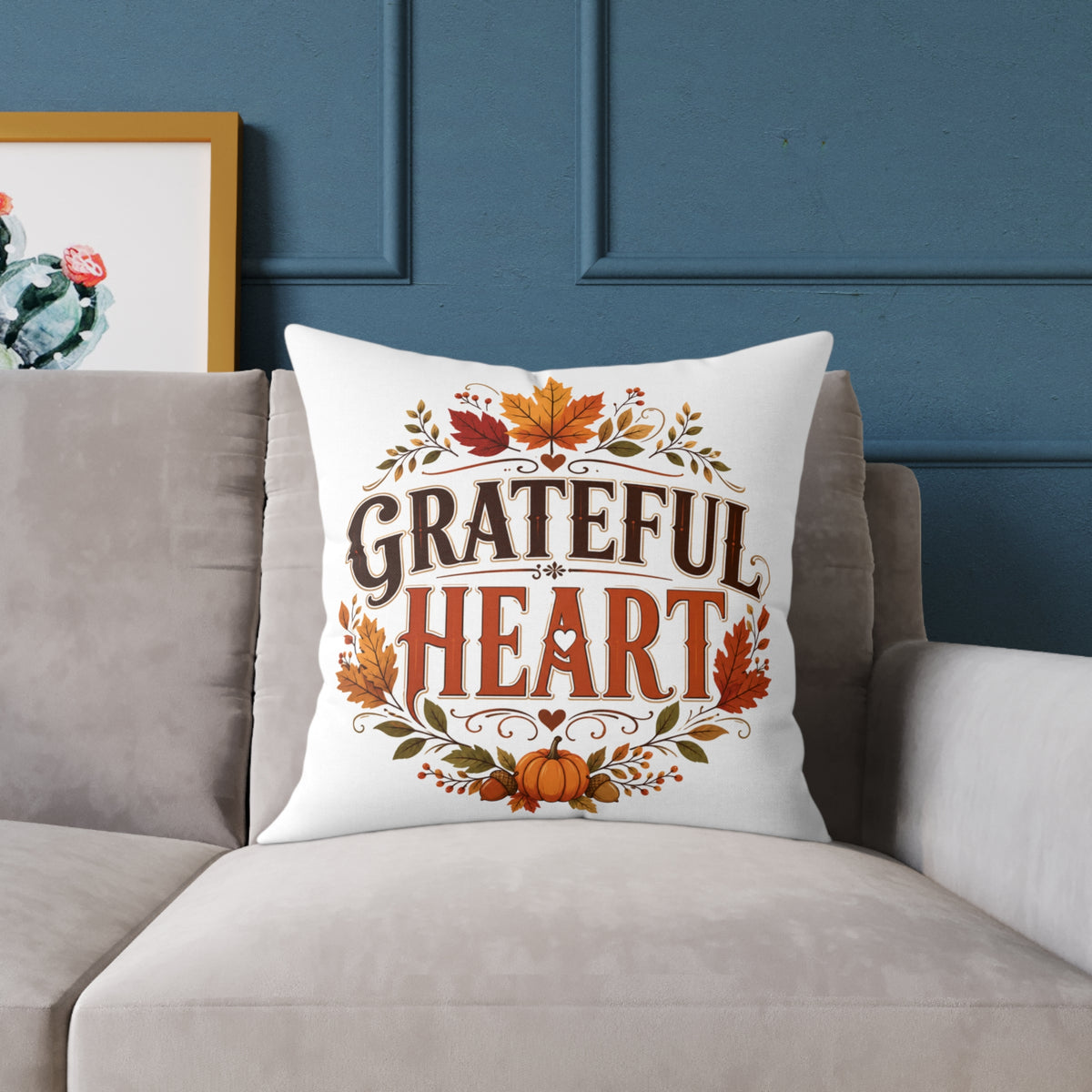 Thanksgiving Grateful Heart Fall Pillow — Thanksgiving Autumn Decorative Throw Pillow