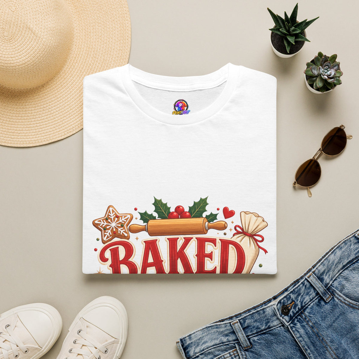 Baked With Love T-Shirt — Holiday Baking Christmas Cookie Chef Tee