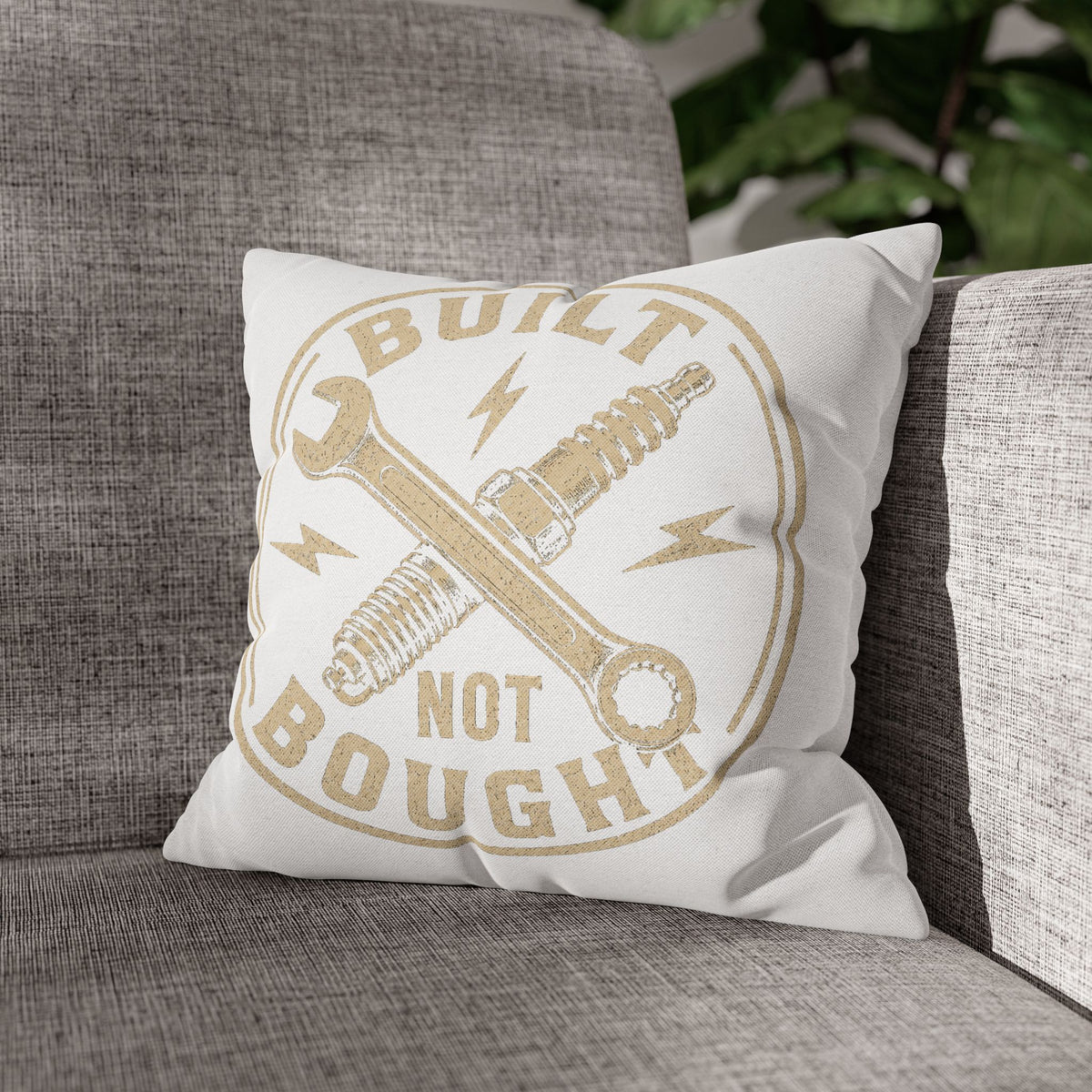 Built Not Bought Garage Milo Bailey Dog Dad Mom Pillowcase — Mechanic Tool Spark Plug Accent Pillowcase