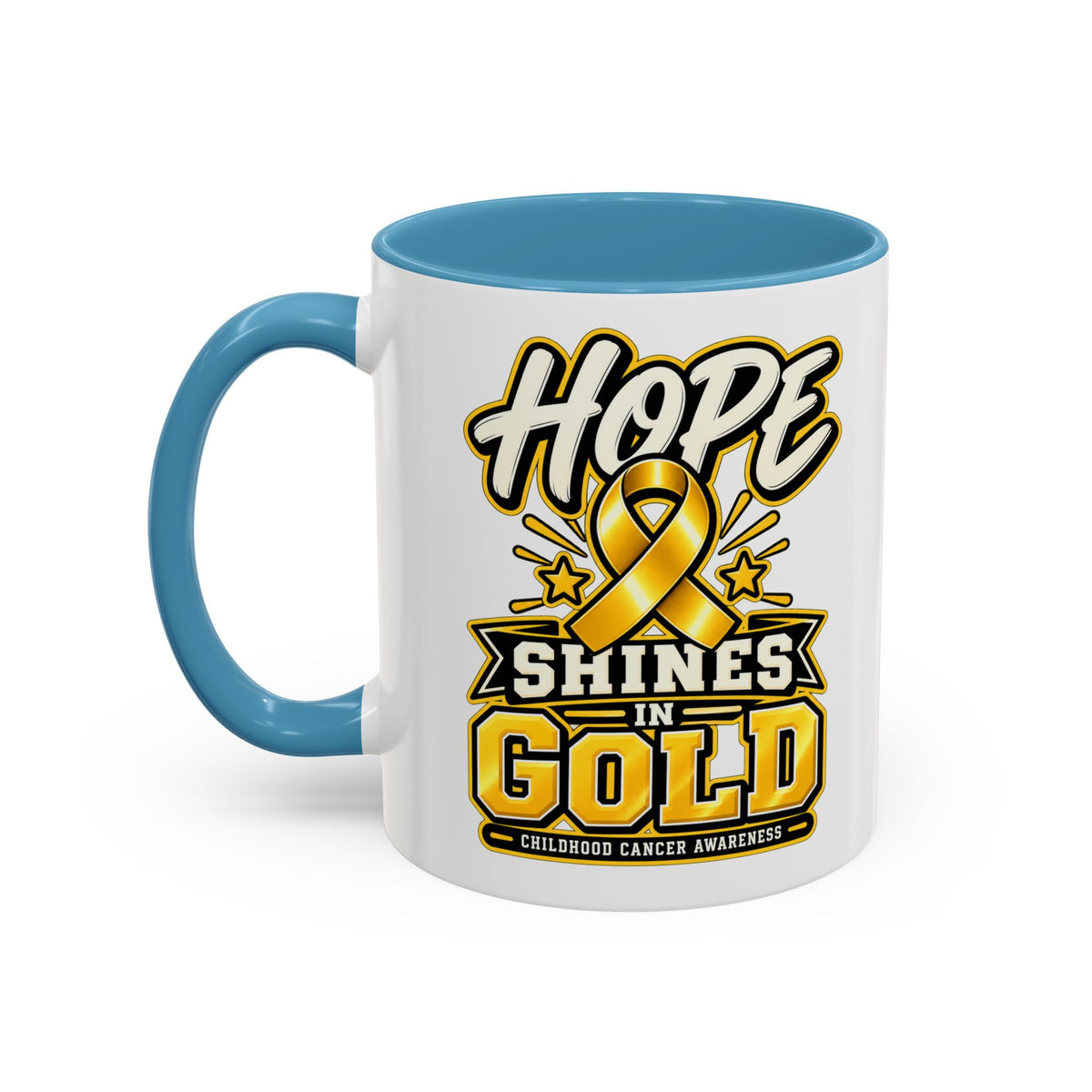 Hope Shines in Gold Coffee Mug — Childhood Cancer Awareness Accent Mug