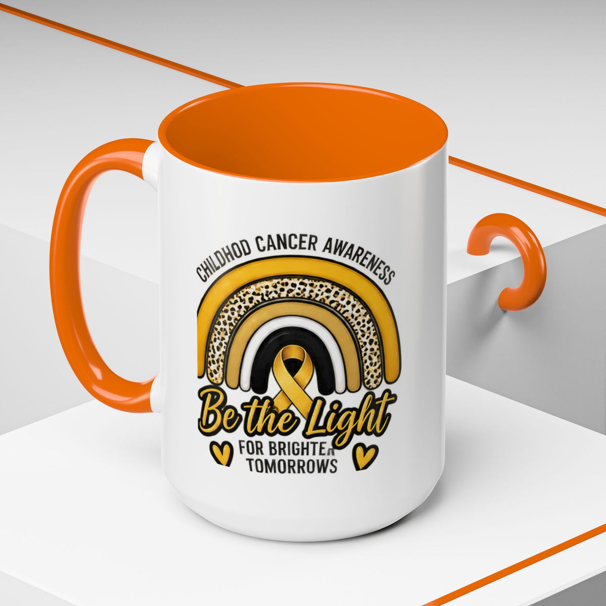 Childhood Cancer Awareness Accent Coffee Mug — "Be the Light" 11/15oz