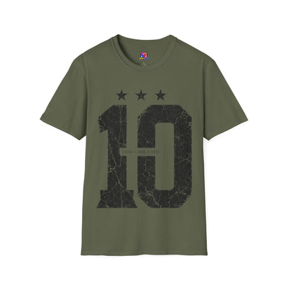 Vintage Argentina Worldcup winning No. 10 Jersey T-Shirt — Distressed Number Tee with Three Stars