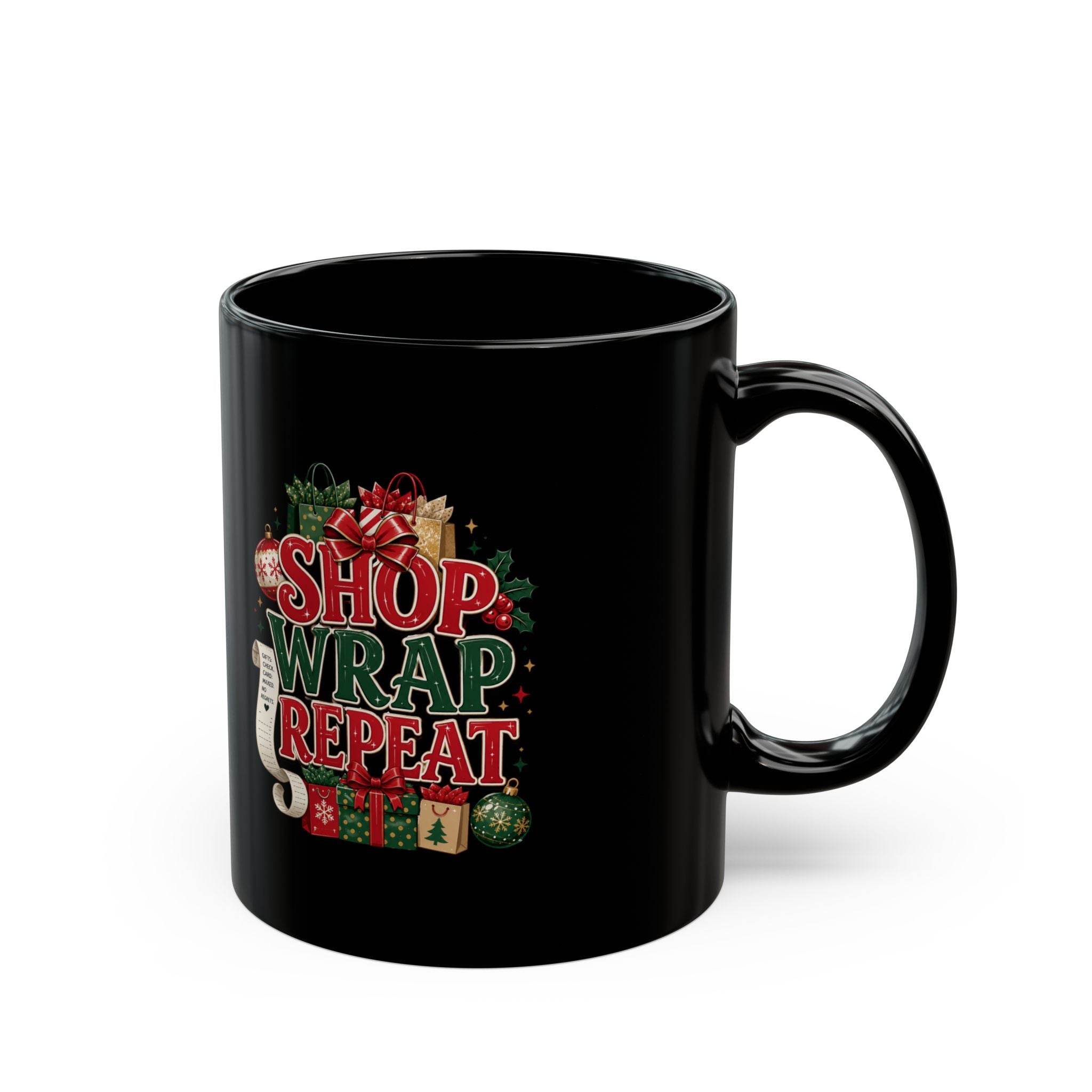 Shop Wrap Repeat Christmas Mug — Holiday Gift Wrapping Coffee Cup