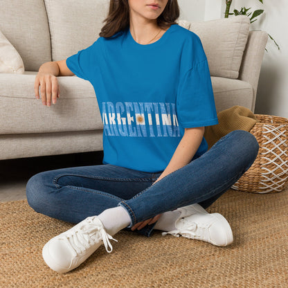 Argentina Flag Stripe T-Shirt — Vintage Blue 'ARGENTINA' Graphic Tee