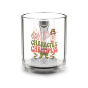 Modern Day Christmas Glass Mug  10oz Glass Mug — Merry Character Christmas Retro Holiday Coffee Cup