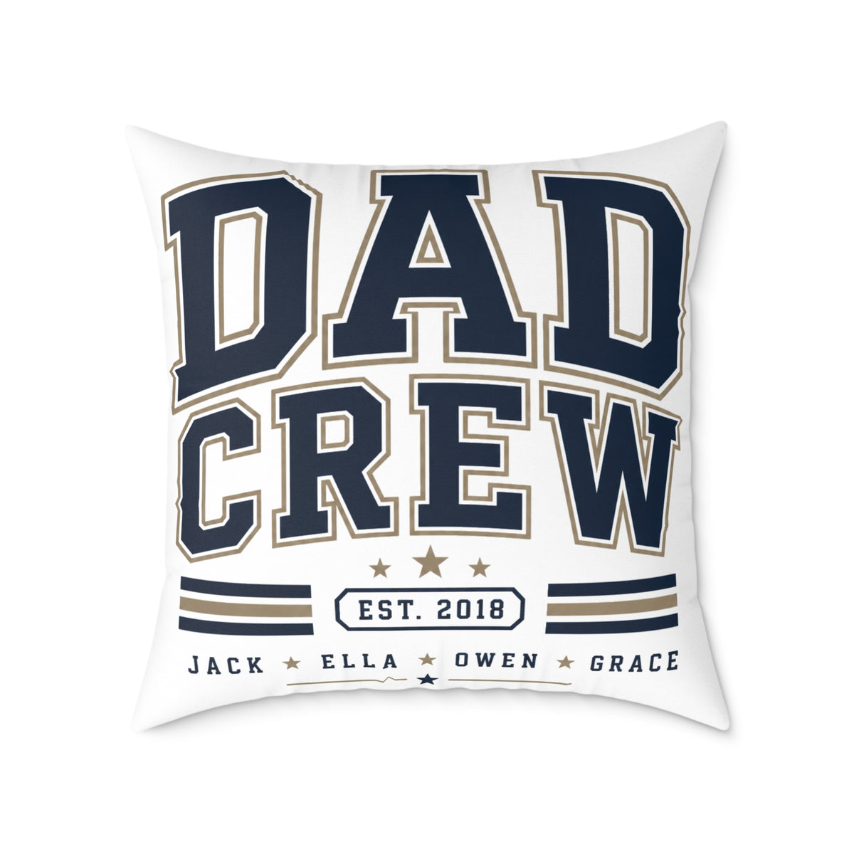 Dad Crew Square Pillow Milo Bailey Dog Dad Mom— Personalized Family Name & Est. Year Accent Pillow
