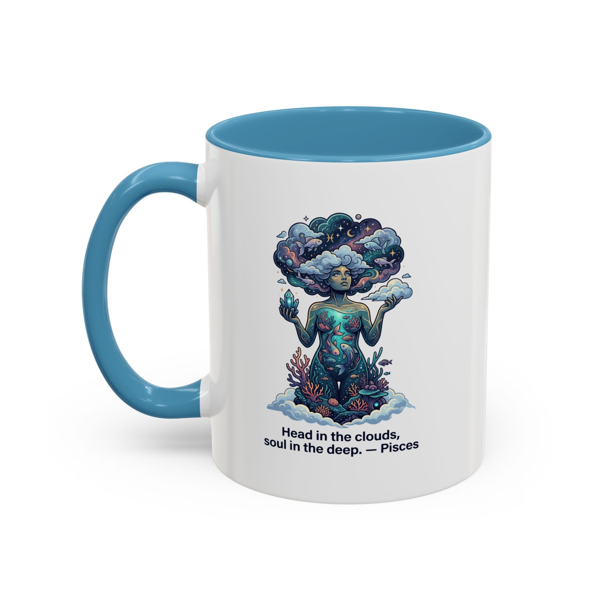Pisces Coffee Mug — "Head in the clouds, soul in the deep" Accent Mug