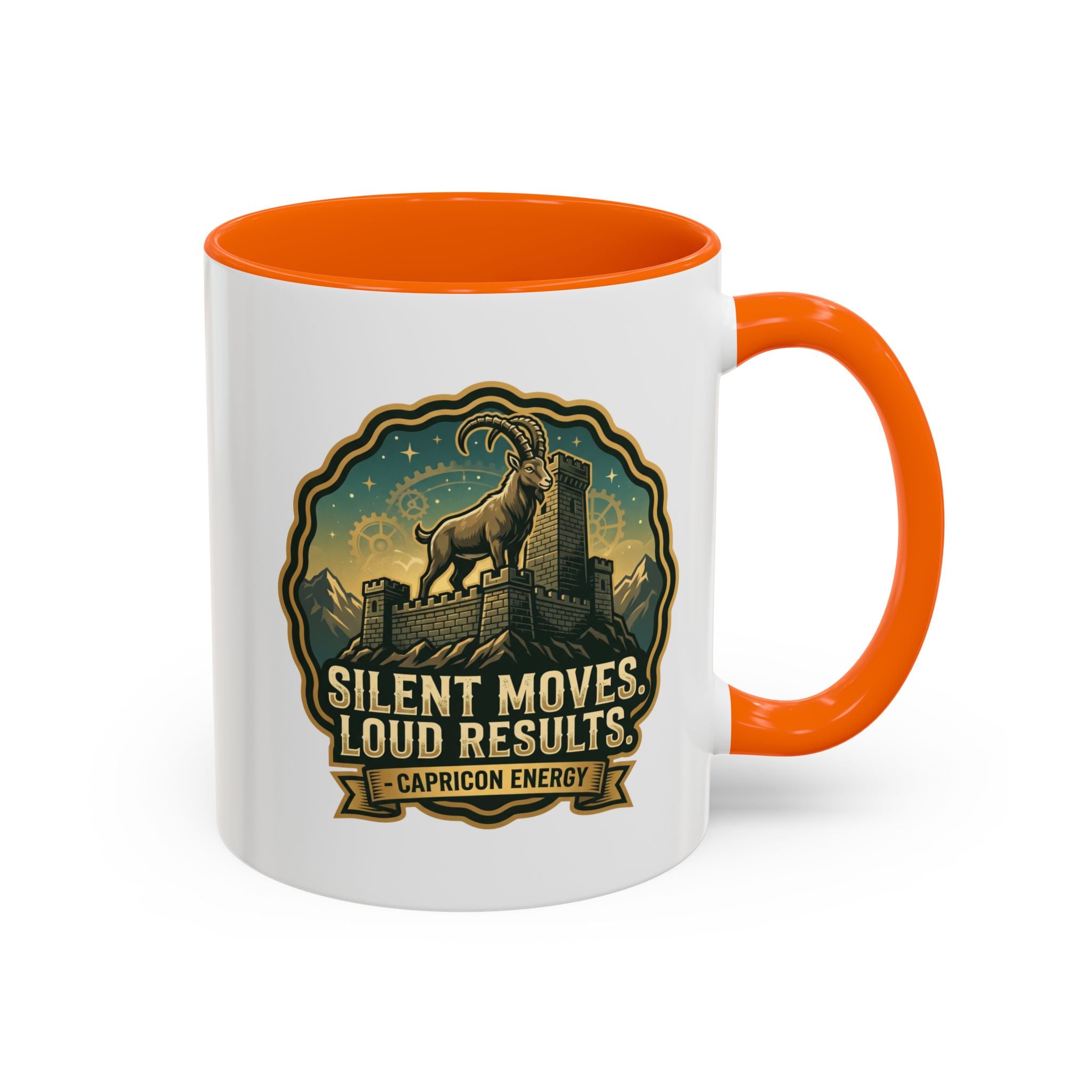 Capricorn Coffee Mug - "Silent Moves. Loud Results." Zodiac Goat Accent Mug