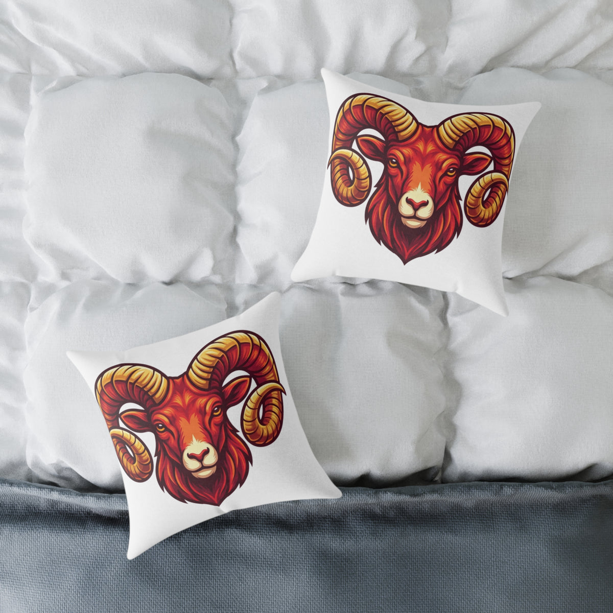 Aries Zodiac Ram Head Throw Pillow — Bold Zodiac Aries Accent Cushion