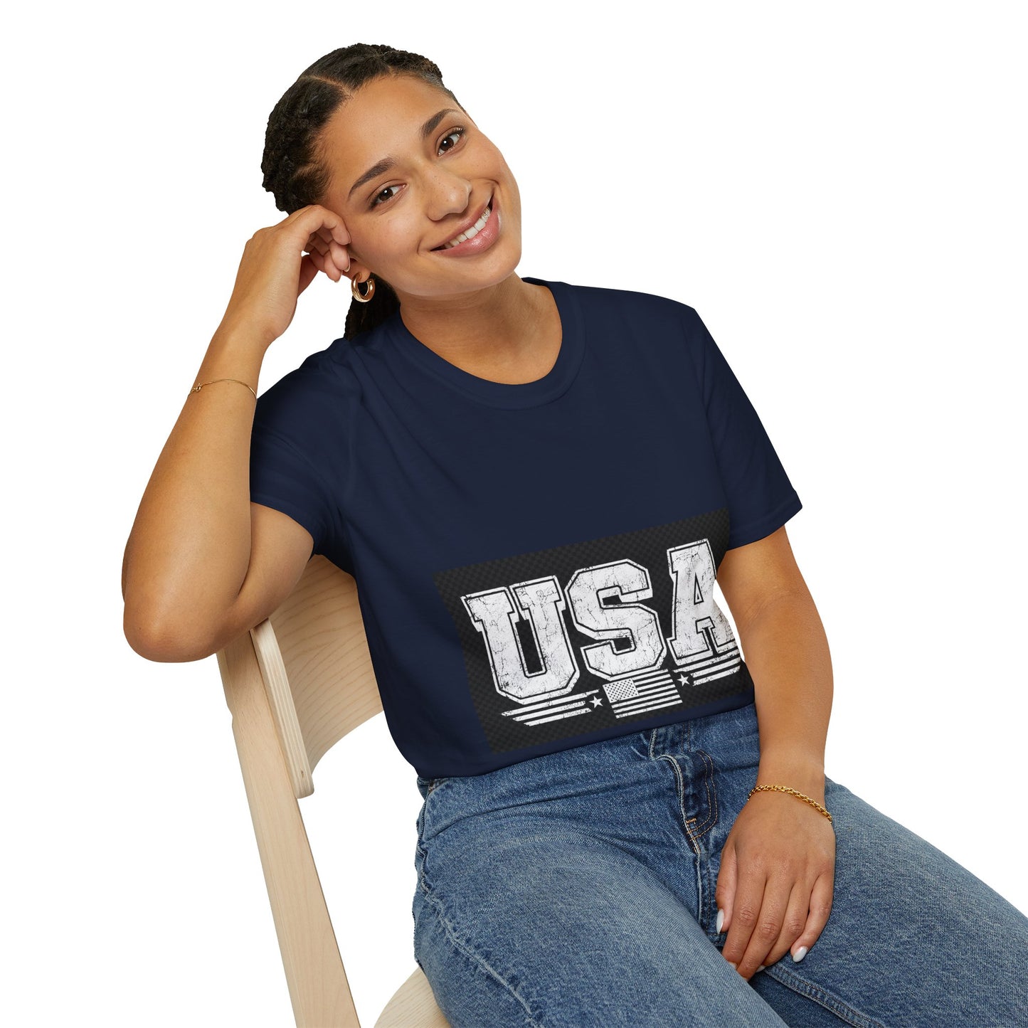 USA Vintage Block T-Shirt — Patriotic Americana Graphic Tee