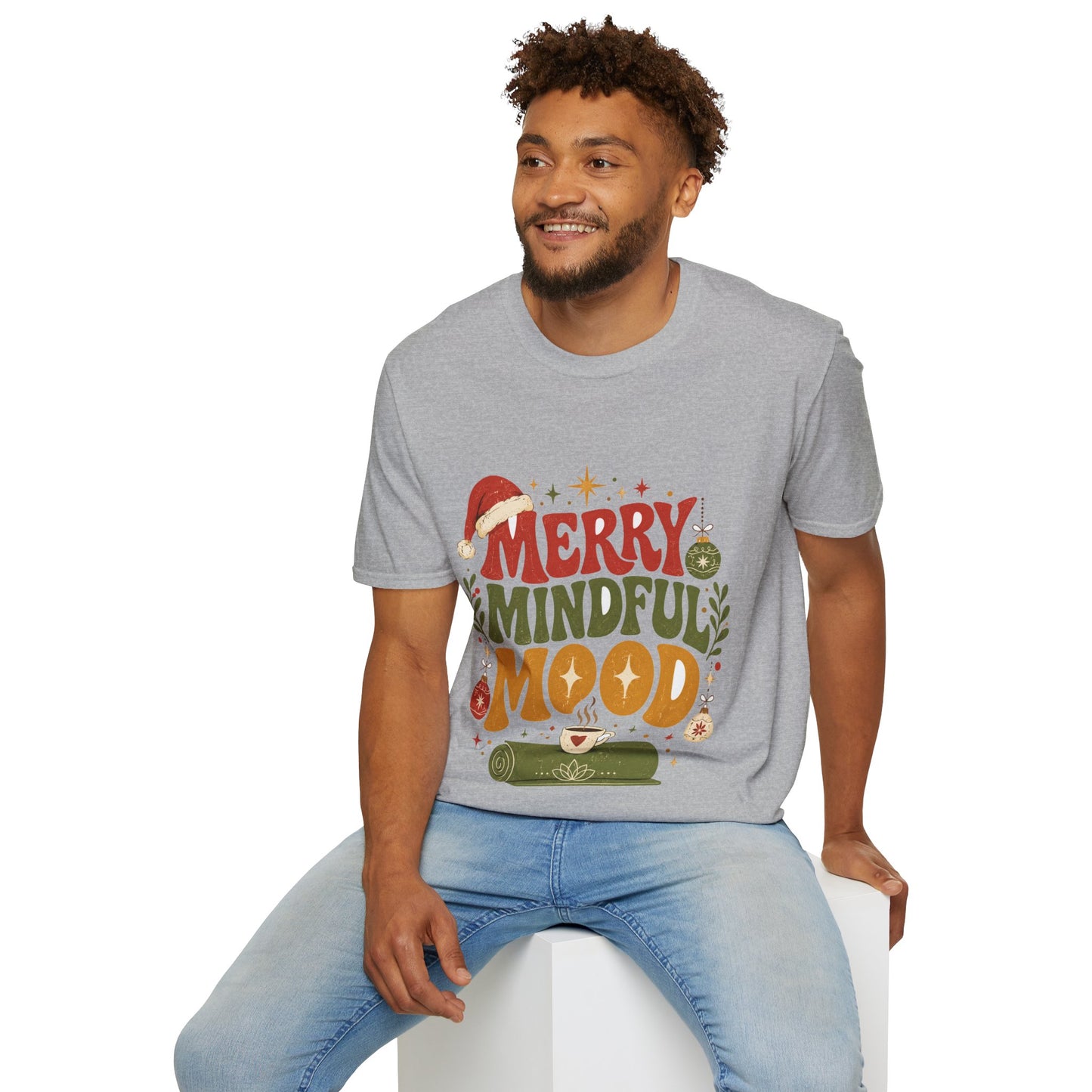 Merry Mindful Mood T-Shirt — Cozy Holiday Christmas Graphic Tee