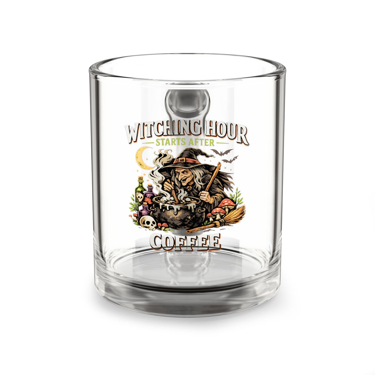 Halloween Glass Mug 10 oz  Witching Hour Glass Coffee Mug — 10oz Halloween Witch Design