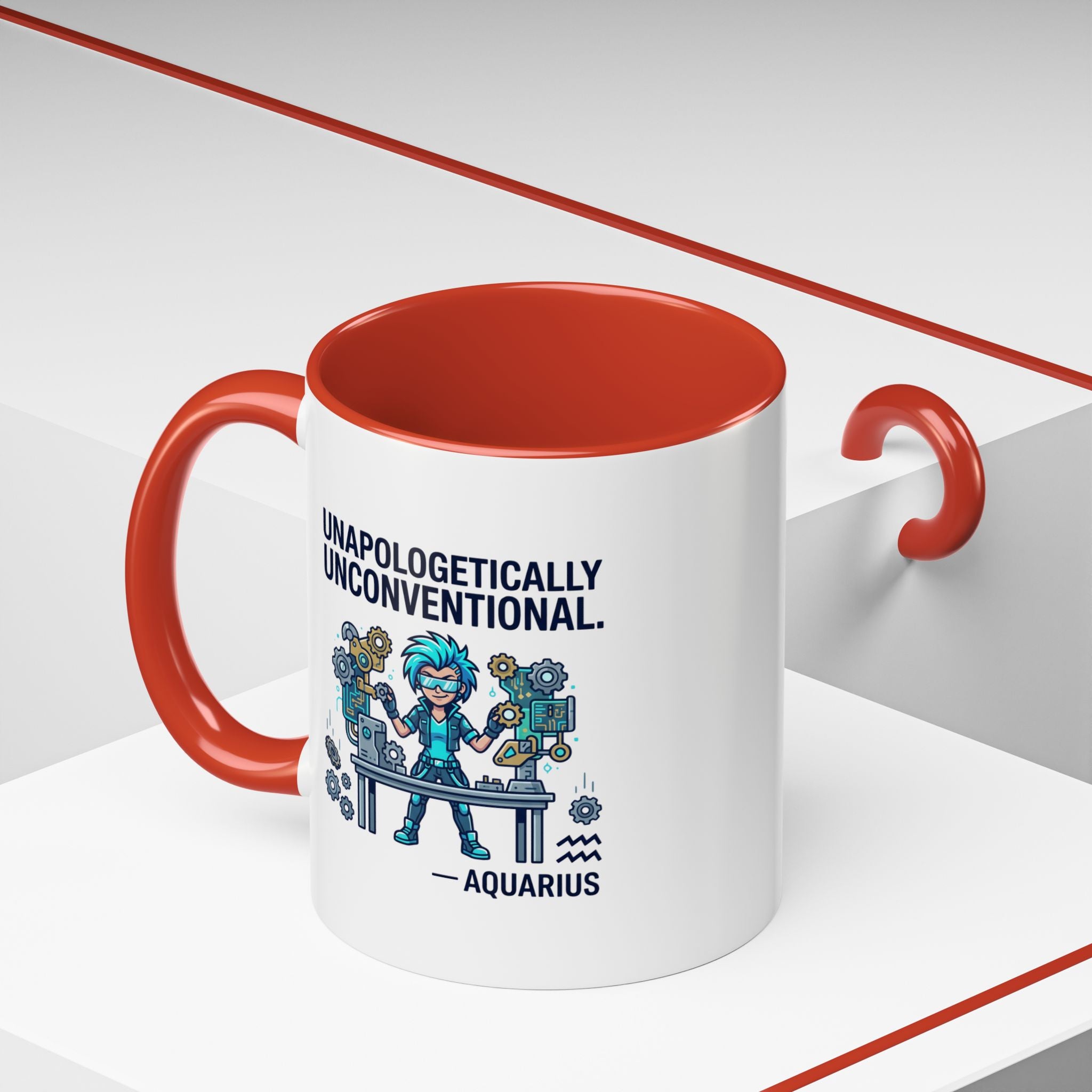 Aquarius Coffee Mug - "Unapologetically Unconventional" Zodiac Accent Mug 11oz