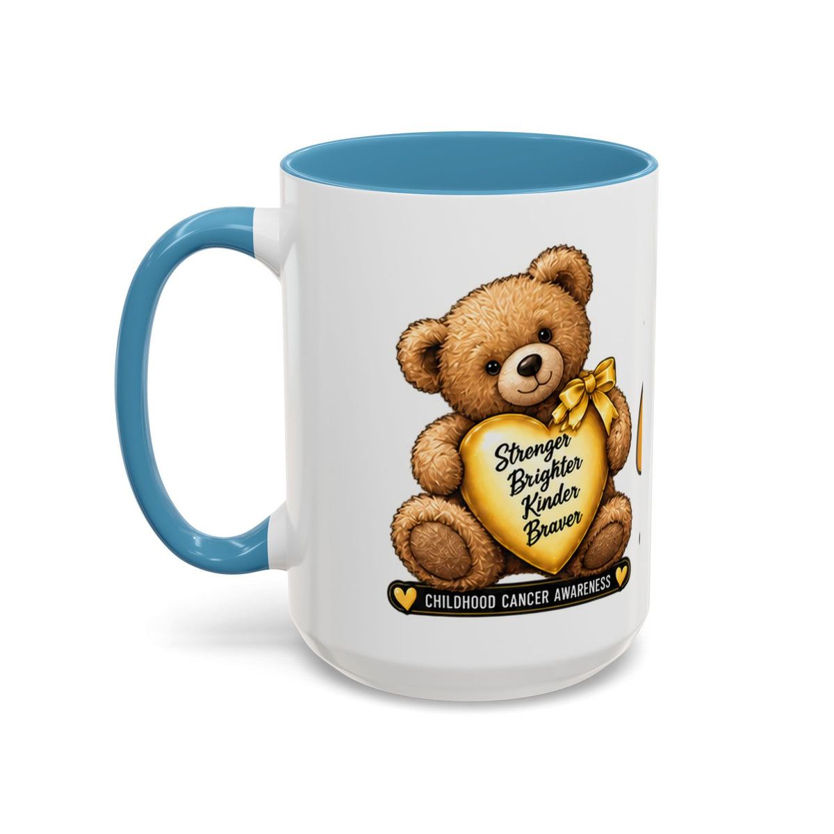 Gold Ribbon Teddy Bear Childhood Cancer Awareness Accent Mug (11/15oz)