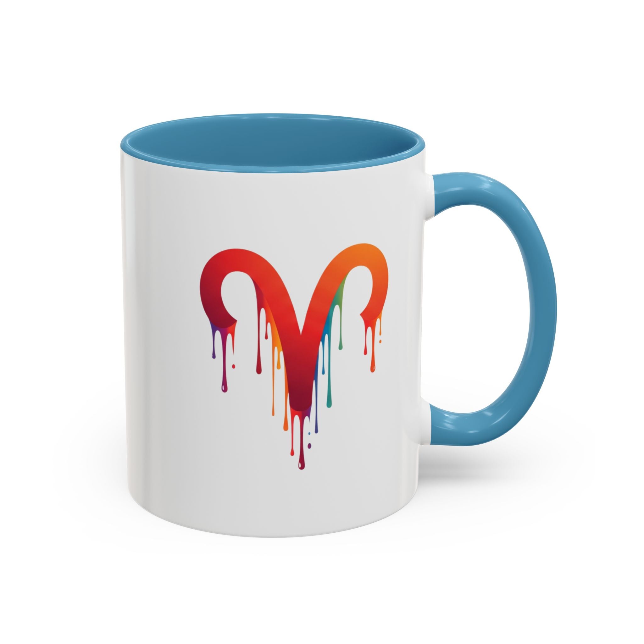 Rainbow Drip Heart Coffee Mug — Colorful Art Accent Mug